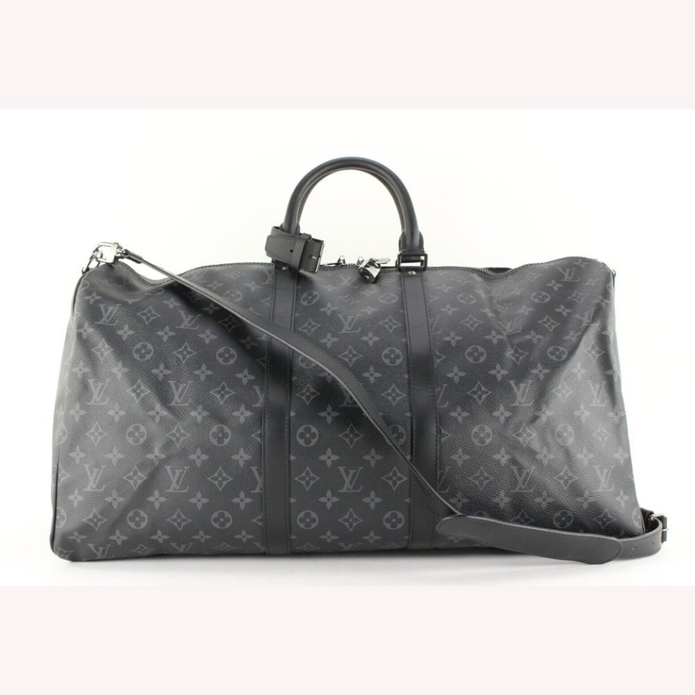 Louis Vuitton Monogram Eclipse Keepall Bandouliere 55 with Strap 1LVJ1227